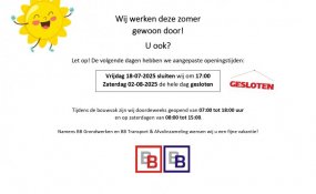 Openingstijden zomer 2025